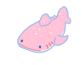 Cute pink whale shark that has a wide gentle smile.